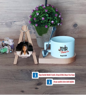 Şehir Plancısı Kupa Bardak Beyaz ve Fotoğraflı Ahşap Anahtarlık Hediye (Model 8)