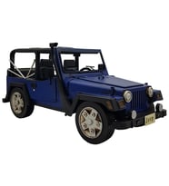 Dekoratif Vintage El Yapımı Metal Rubicon Jeep - Büyük Boy (Mavi)