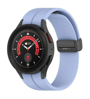 Samsung Galaxy Watch 4 5 Pro 40 42 44 45 46mm Uyumlu Kavisli Coastal Manyetik Tokalı Silikon Kordon (Açık Mavi)