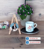 İcra Memuru Türk Kahvesi Fincanı Ahşap Altlıklı ve Fotoğraflı Ahşap Anahtarlık Hediye (Model 7)