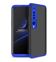 Xiaomi Mi 10 Pro Kılıf 3 Parça Slim Sert Silikon Kapak AYS (Siyah-Mavi)
