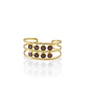 Kadir Jewellery 22 Ayar Altın Kaplama El İşçiliği Zirkon Taşlı Kadın Kaburga Bilezik (Bordo)