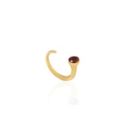 Kadir Jewellery 22 Ayar Altın Kaplama Zirkon Taşlı Ayarlanabilir Kadın Minimal Yüzük (Kırmızı)