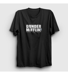 Presmono Unisex Beyaz Dunder Mifflin Dizi The Office T-Shirt 345228tt (Siyah)