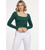 DoReMi Seamless Straplez Uzun Kollu Fitilli Büstiyer (Koyu Yeşil)