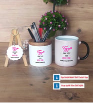 Teyze Daha Cool Hediye Sepeti Kalemlik, Kupa Bardak Sihirli, Ahşap Anahtarlık Hediye (Model 1)
