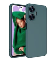 Realme C55 Kılıf Kamera Korumalı iÇi Süet Dokulu Lansman Tipi Silikon (Koyu Yeşil)