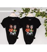 BK Gift Kişiye Özel Sevgililer Karikatürlü İkili Siyah T-shirt Seti, Sevgililer Hediye, Çift Hediyesi, Yıl Dönümü Hediyesi, Kişiye Özel Tişört (Model 2)