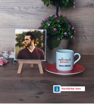 Elektrik Elektronik Mühendisi Fotoğraflı Dekoratif Taş, Ahşap Altlıklı Türk Kahvesi Fincanı Hediye (Model 8)