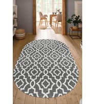 Dijital Baskılı Kaymaz Taban Yıkanabilir Oval Salon Halısı Mutfak Halısı Yolluk NDO-SD-511 (Gri)