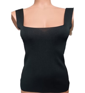  Kare Yaka Atlet Triko Bluz Crop S / M / L Beden Uyumlu (Siyah)