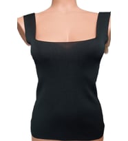  Kare Yaka Atlet Triko Bluz Crop S / M / L Beden Uyumlu (Siyah)