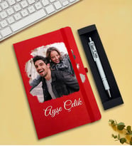 Kişiye Özel Fotoğraflı Defter & Kalem Hediye Seti (Kırmızı)
