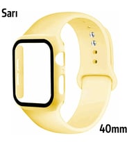 ALLY Apple Watch 4-5-6 40mm Silikon Kordon Kayış ve Ekran Koruyucu Kılıf (Sarı)