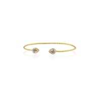 Kadir Jewellery 22 Ayar Altın Kaplama El İşçiliği Zirkon Taşlı Kadın Charm Bileklik (Beyaz)