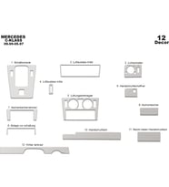 Meriç® Mercedes C Serisi Ön Torpido Kaplama Maun 12 Parça 1995-1997 (Alüminyum)