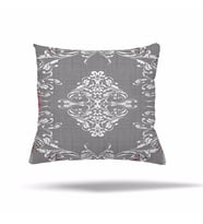 Çiçekli Mermer Batik DesenGizli Fermuarlı Yastık Kılıfı Kırlent Kılıfı Koltuk Yastık Kılıfı  (Gri)