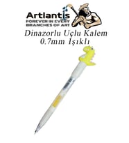 Işıklı Dinazor Uçlu Kalem 0.7 1 Adet Dinazor Başlıklı Versatil Kalem Süslü Silikonlu Hediyelik Kalem (Sarı)