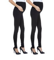 LuvmaBelly MYRA8001-8002-8009 Beli Ayarlanabilir Hamile Tayt Setli (Siyah-Siyah)