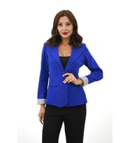 Kadın Tek Düğme Detaylı Blazer Ceket 5522 (SAKS MAVI)