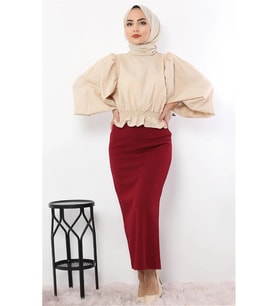 Kadın Kalem Etek (Bordo)