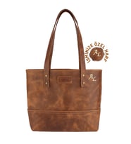 Isminize Özel Kişiselleştirilebilir Rainbow Deri Tote Bag (Kahverengi)
