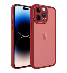 Apple iPhone 14 Pro Max Kılıf Kamera Korumalı Transparan Zore Post Kılıf (Kırmızı)