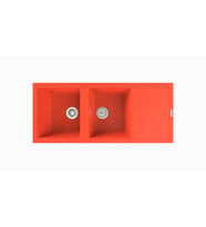 POLEX Cristalüx Granit Evye P-X116 2 Hazneli Tezgah Altı Ve Tezgah Üstü Mutfak Evyesi 116,5x50,8cm (Turuncu)