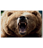 Cakapuzzle Agresif Boz Ayı Yakın Çekim Puzzle Yapboz MDF (Ahşap) (500 Parça)
