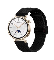 Sneezy Huawei Watch GT 4 41mm İle Uyumlu 18mm FiberLink Manyetik Tokalı Örgü Kordon (Siyah)