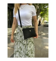 Kadın  Ayarlanabilir Çapraz Ve El Askılı Portföy, Clutch Çanta (Siyah - Saten)