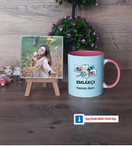Emlakçı Fotoğraflı Dekoratif Taş, Kupa Bardak Beyaz Hediye (Model 6)