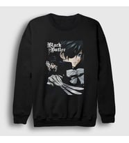 Presmono Unisex Beyaz Poster Anime Kuroshitsuji Sweatshirt 131398tt (Siyah)