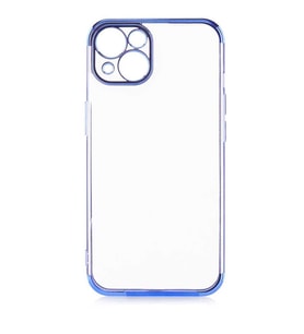Apple iPhone 13 Kılıf İnce Köşeleri Renkli Şeffaf Silikon (Mavi)