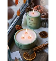 Mavi Renk Soya Wax Amber Vanilya Kokulu Dekoratif Hediyelik 2li Beton Saksı (Yeşil)