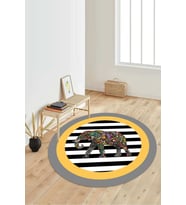 Dijital Baskılı Kaymaz Taban Yıkanabilir Yuvarlak Salon Halısı Koridor Halısı Paspas NDY-HS-529 (Sarı)