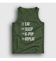 Presmono Unisex Sarı Eat Sleep Repeat K-Pop Atlet 273060tt (Haki)