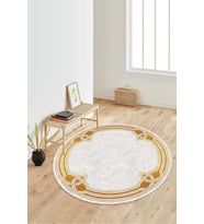 Dijital Baskılı Kaymaz Taban Yıkanabilir Yuvarlak Salon Halısı Koridor Halısı Paspas NDY-HT-234 (Gold)
