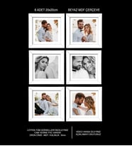 6 Adet 20x20 Çerçeve - Mdf Çerçeve - Kare Fotoğraf Çerçevesi (Beyaz)