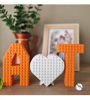 Kişiye Özel Lego Uyumlu Harf ve Kalp Seti - Anlamlı ve Şık Hediye (Turuncu)