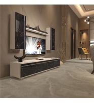 Decoraktiv Eko 7 Mdf Std Tv Ünitesi Tv Sehpası (Beyaz - Siyah Mermer)
