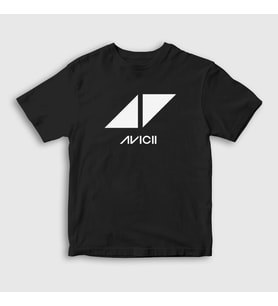 Presmono Unisex Çocuk Beyaz Logo Dj Avicii T-Shirt 439021tt (Siyah)
