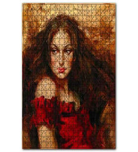 Cakapuzzle Hüzünlü Bakışlı Kadın Puzzle Yapboz MDF (Ahşap) (500 Parça)