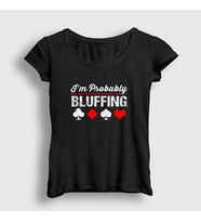 Presmono Kadın Sarı Probably Bluffing Poker T-Shirt 362161tt (Siyah)