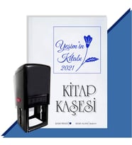 Kişiye Özel Çiçek Buketi 12 2021 Otomatik Kitap Kaşesi (Mavi)