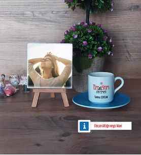 Özel Eğitim Öğretmeni Fotoğraflı Dekoratif Taş, Ahşap Altlıklı Türk Kahvesi Fincanı Hediye Öğretmenler Günü Hediyesi (Model 5)