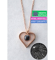 Jewelmim Gümüş Yüz 100 Farklı Dilde Seni Seviyorum Yazan Rose Altın Kaplama 925 Ayar Kadın Gümüş Kalpli Kolye (Rose)