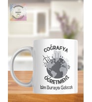 Coğrafya Öğretmeni Öğretmenler Günü Kişiye Özel Kupa Bardak (Beyaz)