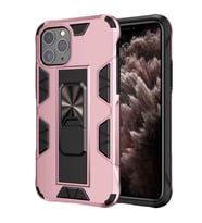 iPhone 11 Pro Kılıf Metal Standlı Manyetikli Ultra Koruma Zırh (Rose)