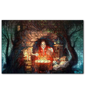 Cakapuzzle Kazanın Başında Cadı ve Büyü Kitapları  Puzzle Yapboz MDF (Ahşap) (500 Parça)